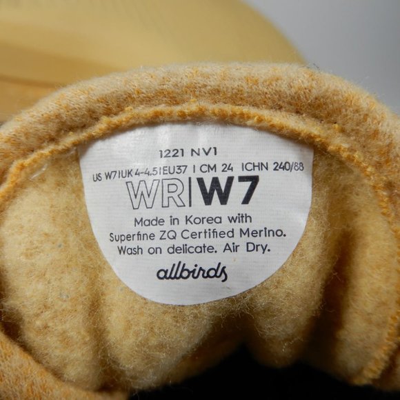 ALLBIRDS Wool Runner Sneakers Size 7 Lux Beige Yellow Merino Wool $110 - Picture 7 of 14